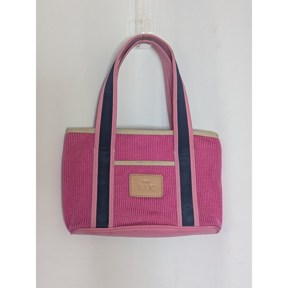 The Sak Pink Gina Mini Tote Bag Zip Top Double Handles Pockets Lined Butterfly